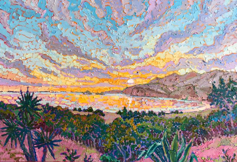 Original Sunset Painting by Natalia Bessmertnova | Impressionism Art on Canvas | The Last Light