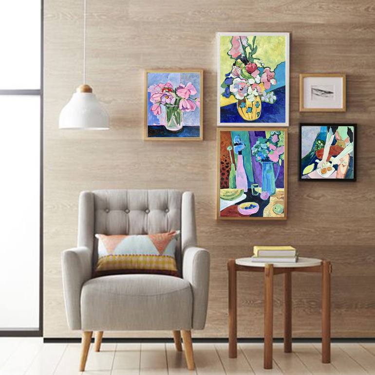 Original Abstract Expressionism Floral Painting by Natalia Bessmertnova