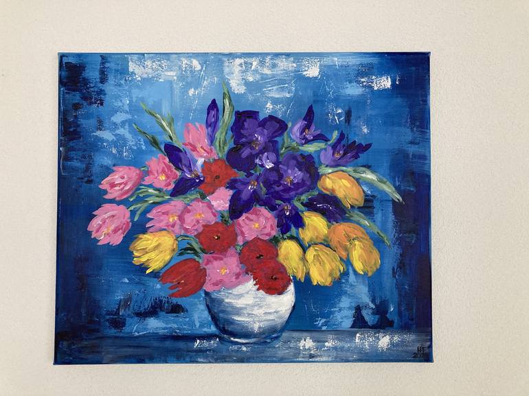 Original Expressionism Floral Painting by Hajnalka Fellmann