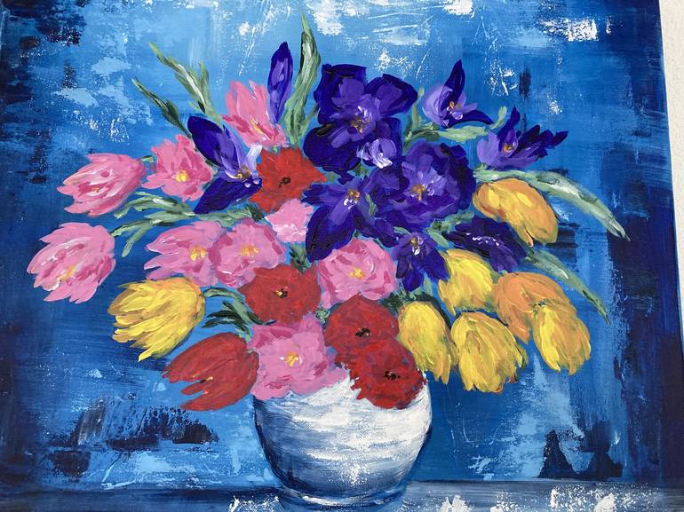 Original Expressionism Floral Painting by Hajnalka Fellmann