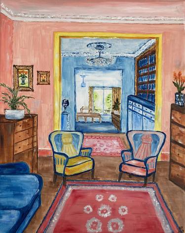Original Art Deco Interiors Paintings by Hajnalka Fellmann