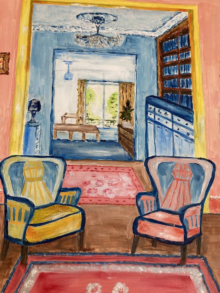 Original Art Deco Interiors Painting by Hajnalka Fellmann