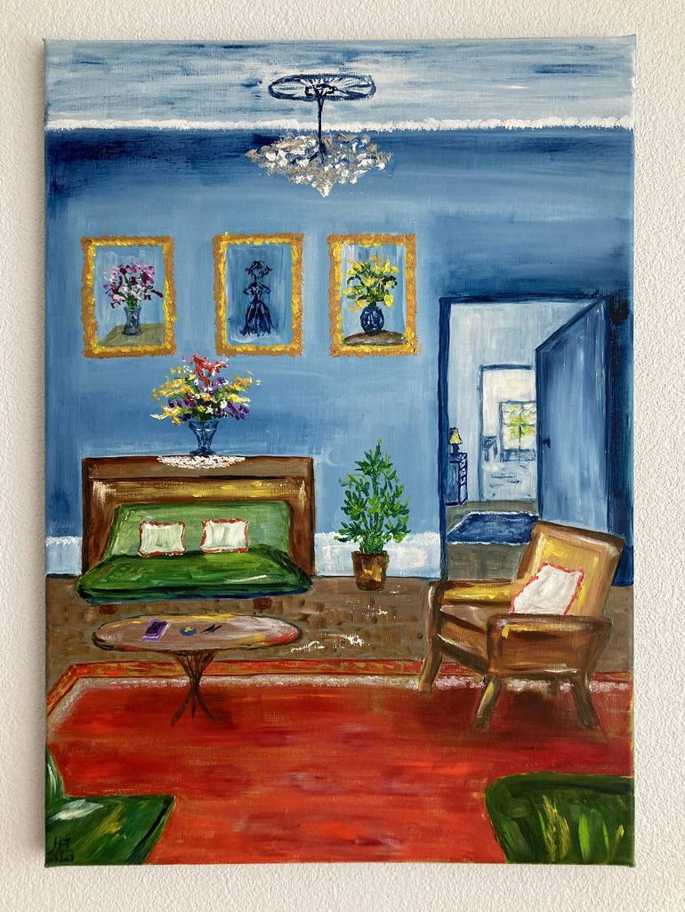 Original Contemporary Interiors Painting by Hajnalka Fellmann