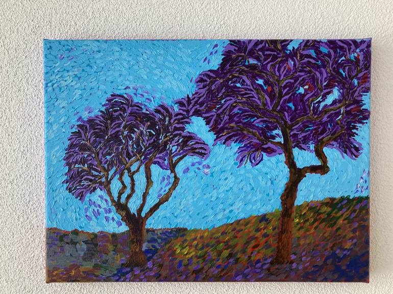 Original Impressionism Tree Painting by Hajnalka Fellmann