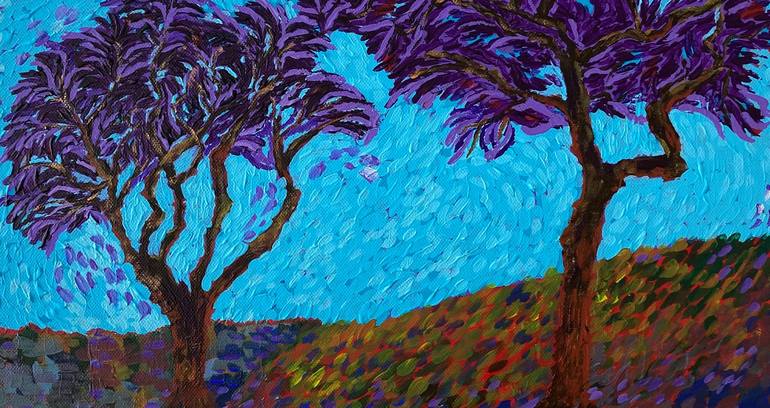 Original Impressionism Tree Painting by Hajnalka Fellmann