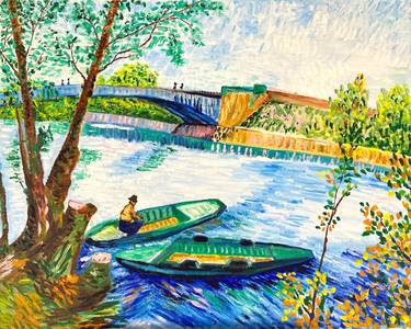 Original Impressionism Boat Paintings by Hajnalka Fellmann