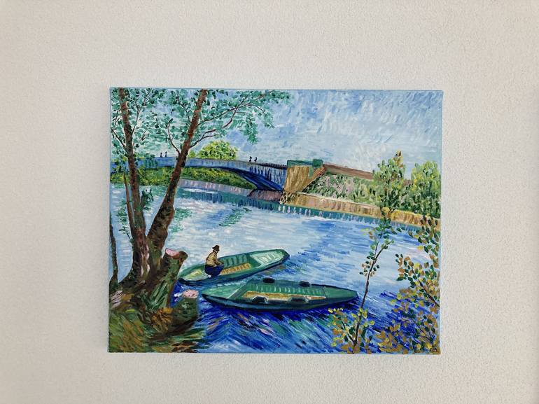 Original Impressionism Boat Painting by Hajnalka Fellmann