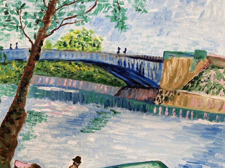 Original Impressionism Boat Painting by Hajnalka Fellmann