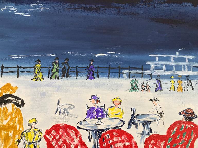 Original Art Deco Boat Painting by Hajnalka Fellmann