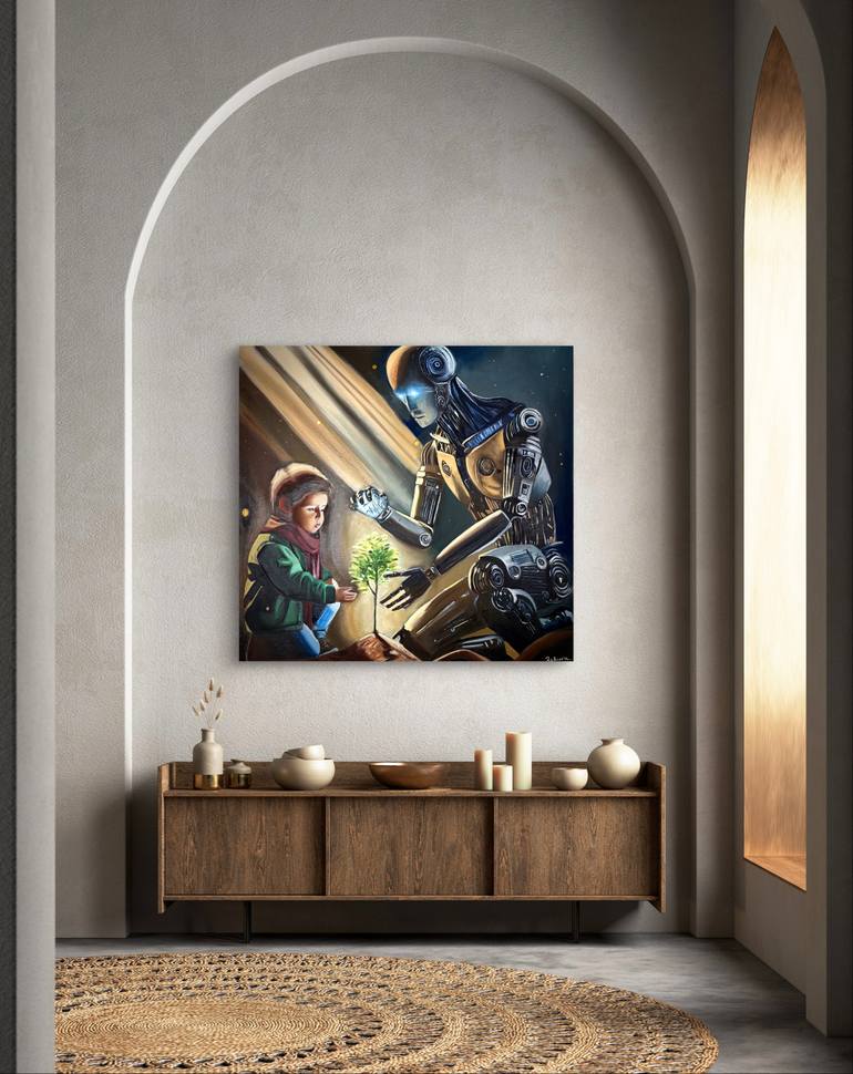 Original Futurism Outer Space Painting by Zaheera Lorenc