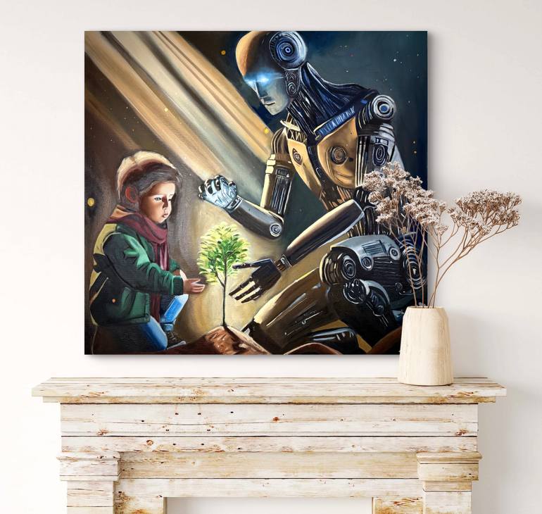 Original Futurism Outer Space Painting by Zaheera Lorenc