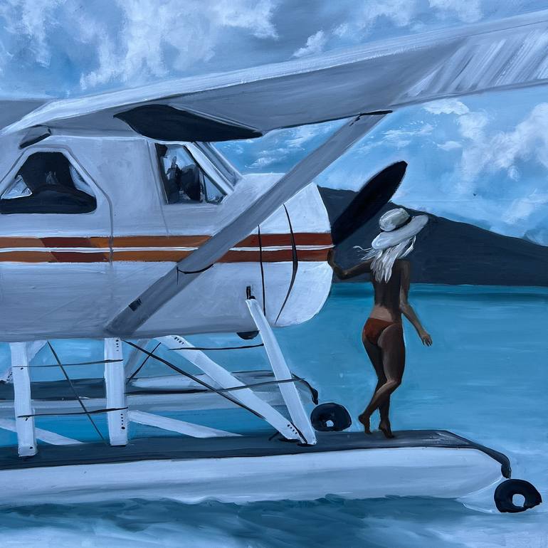Original Contemporary Airplane Painting by Kseniya Rai