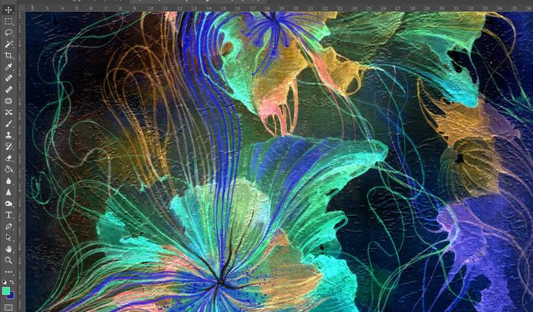 Original Abstract Expressionism Floral Digital by RINA GARON