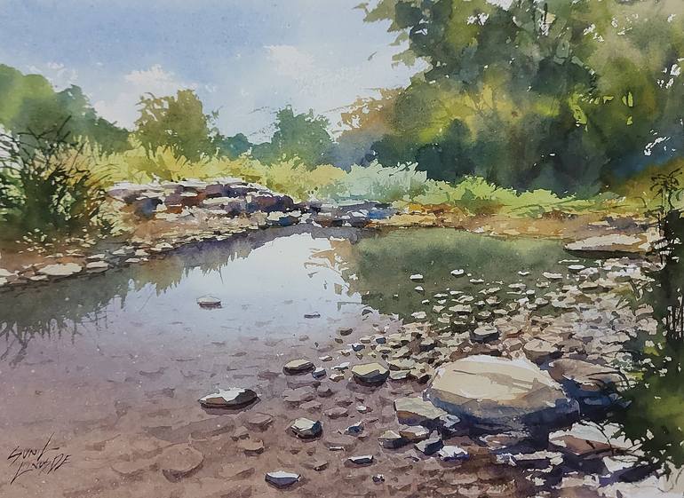 Tutorial: Watercolor Landscape Painting of River Reflections