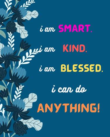 Affirmations Wall Art For Kids, I am Smart, I am kind, I am blessed, Educational Posters , digital download thumb