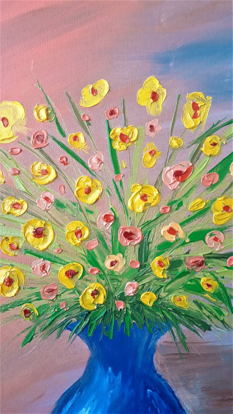 Original Abstract Expressionism Floral Painting by Sergii Chernomorets