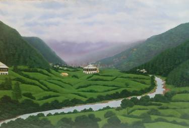 Print of Landscape Paintings by Sudarshan Goswami
