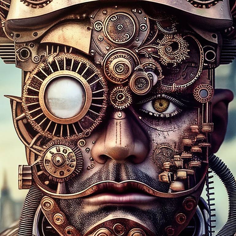 Steampunk cyborg clockwork Digital by Luisa Fumi | Saatchi Art