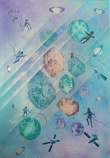 Original Futurism Outer Space Paintings by Iryna Baranova