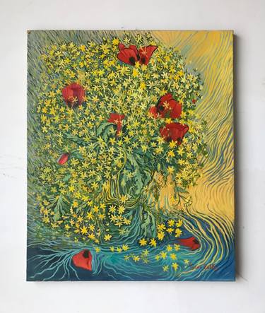 Original Impressionism Floral Painting by Poghos Petrosyan