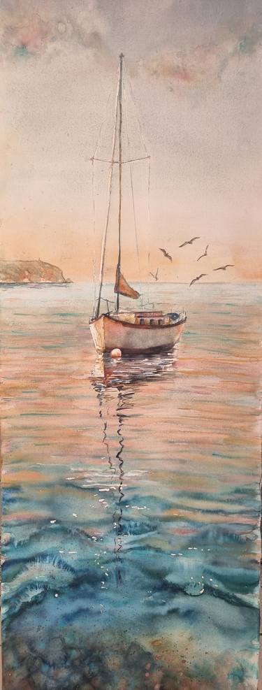 Original Illustration Boat Paintings by JOANA BISQUERT MARÍ