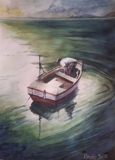 Original Illustration Boat Paintings by JOANA BISQUERT MARÍ