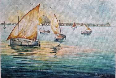 Original Illustration Boat Paintings by JOANA BISQUERT MARÍ