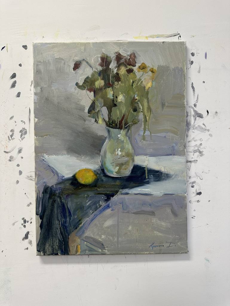 Original Abstract Expressionism Still Life Painting by Daria Krokhmalna