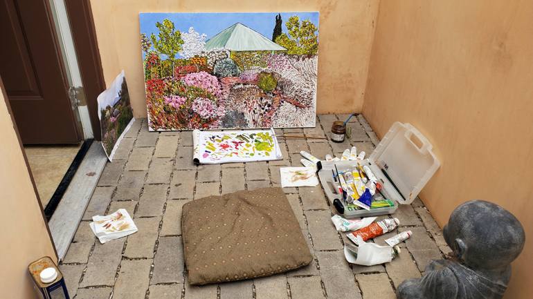 Original Abstract Expressionism Garden Painting by Linda Paterson