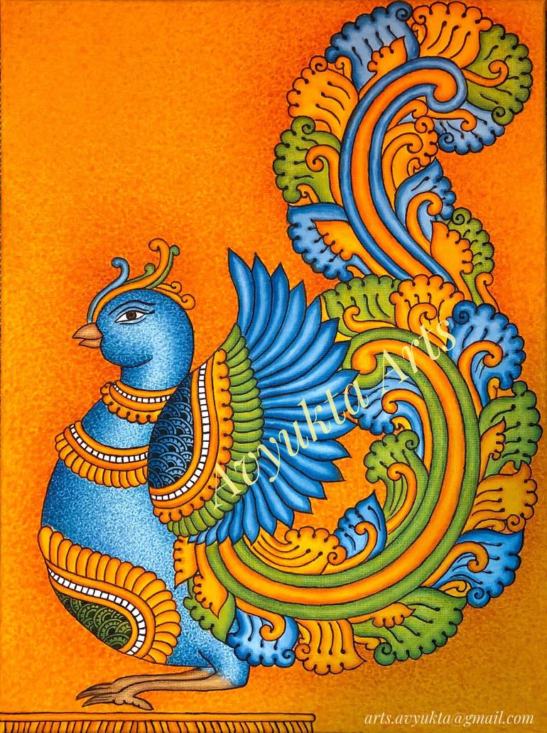 Peacock Kerala Mural Painting Painting by Syama Baburaj | Saatchi Art