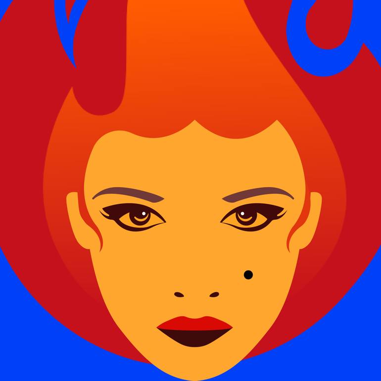 Original Art Deco Women Drawing by Kemal Hayit