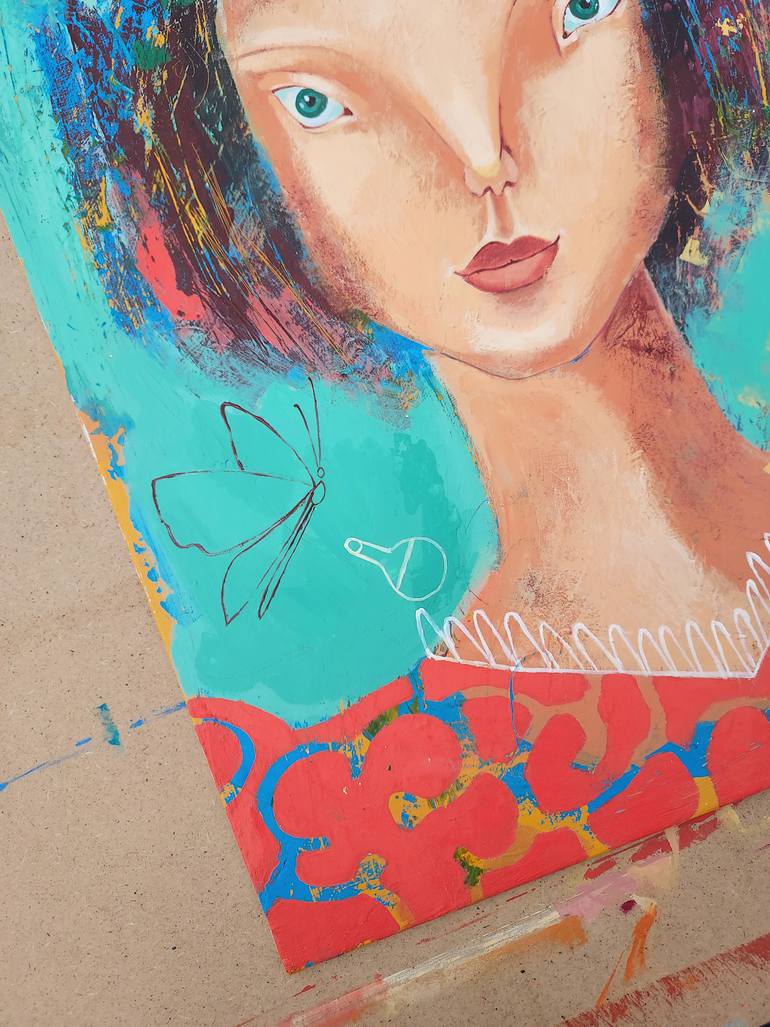 Original Expressionism People Painting by Irina Plaksina