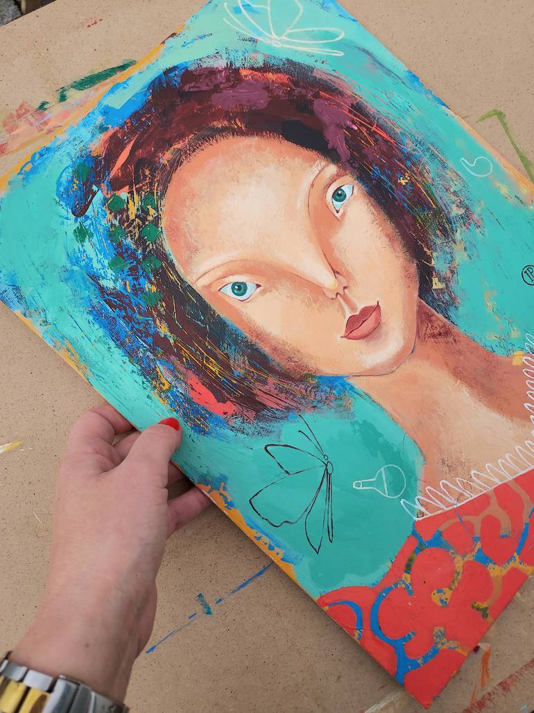 Original Expressionism People Painting by Irina Plaksina