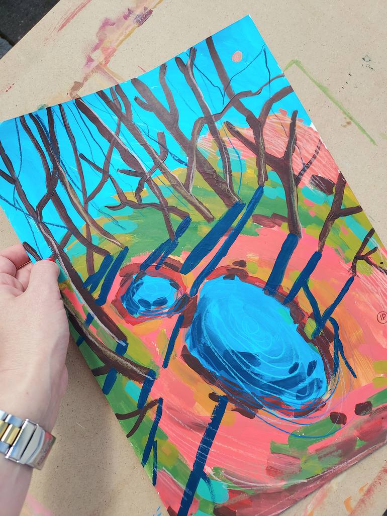 Original Expressionism Landscape Mixed Media by Irina Plaksina