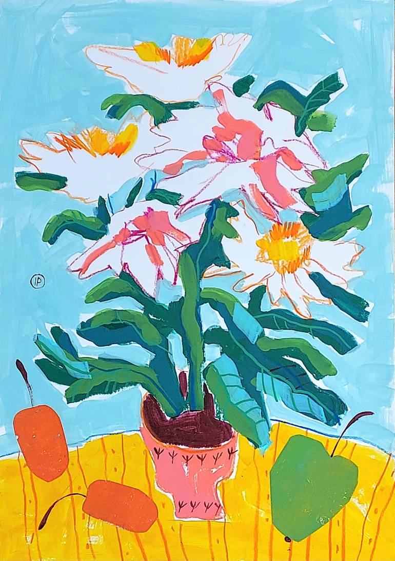 Original Floral Mixed Media by Irina Plaksina | Expressionism Art on Paper | The Colors of Autumn
