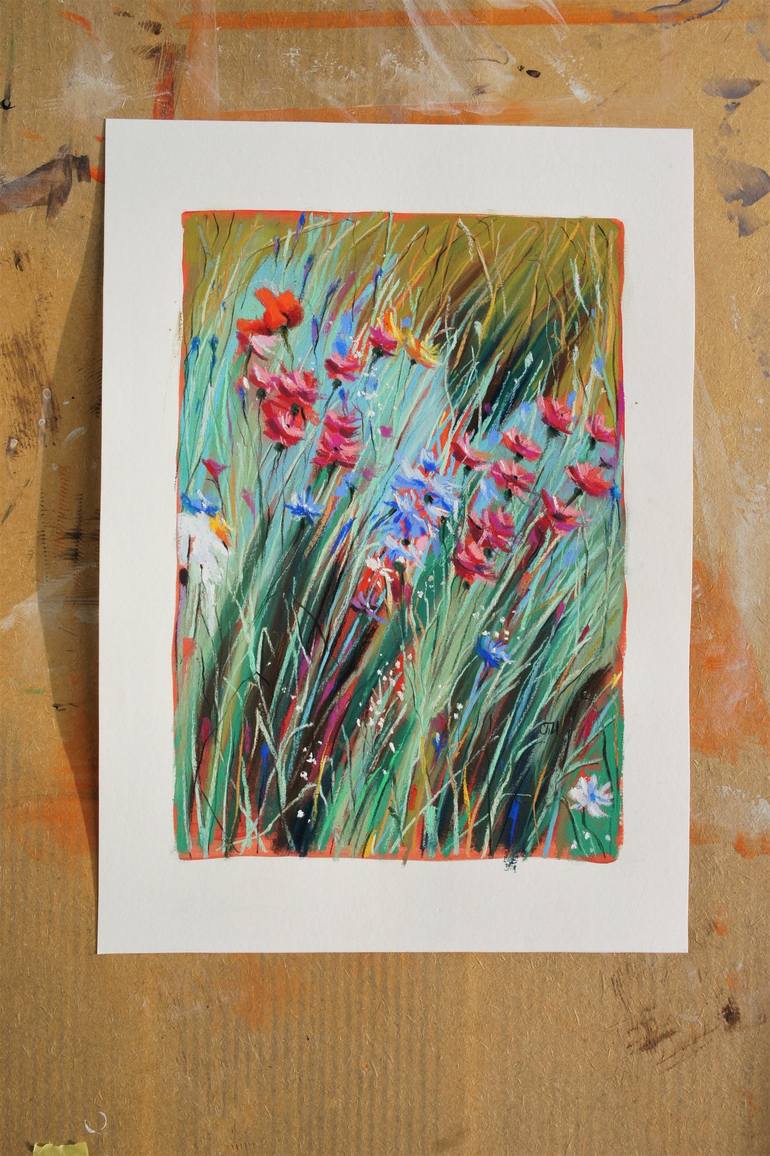 Original Impressionism Floral Drawing by Irina Plaksina