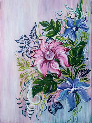 Original Abstract Floral Paintings by Yaroslava Bespyanska