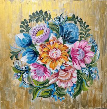 Original Abstract Floral Painting by Yaroslava Bespyanska