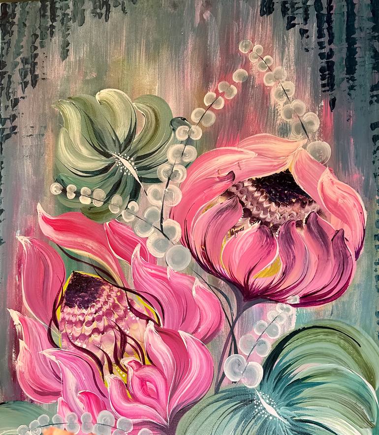 Original Abstract Botanic Painting by Yaroslava Bespyanska