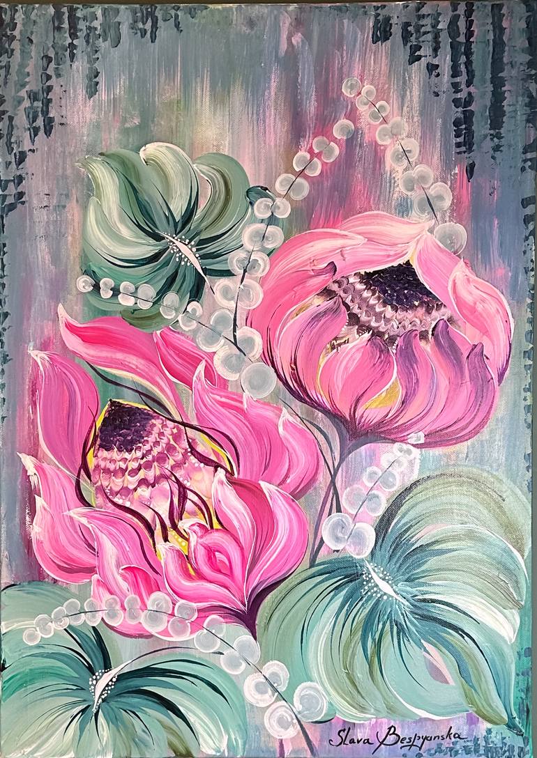 Original Abstract Botanic Painting by Yaroslava Bespyanska