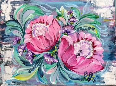 Original Abstract Botanic Painting by Yaroslava Bespyanska