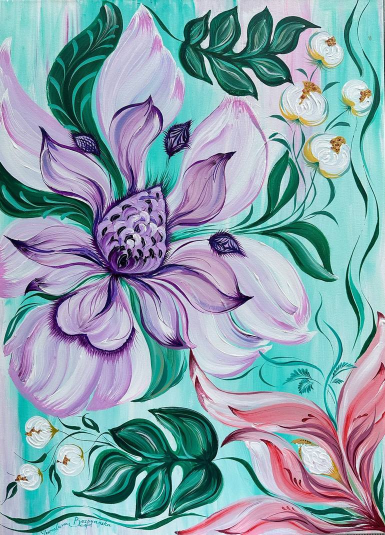 Original Abstract Floral Painting by Yaroslava Bespyanska