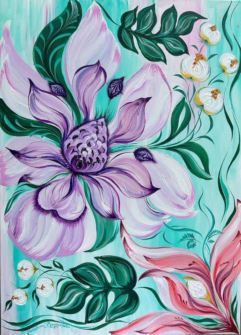 Original Abstract Floral Painting by Yaroslava Bespyanska