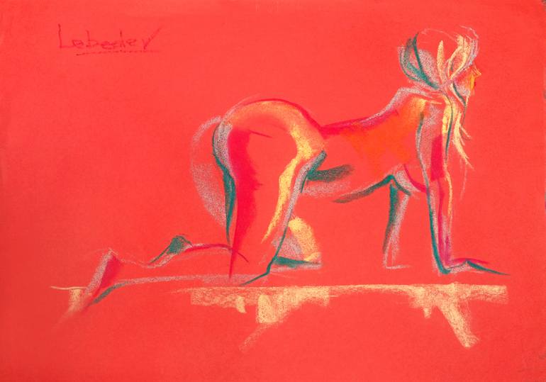Original Figurative Erotic Drawing by Grygorii Lebediev