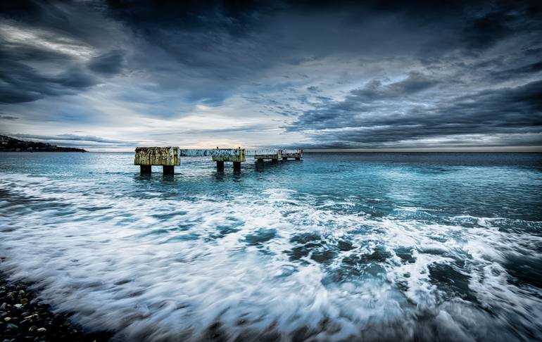 Le Ponton du Lido, dramatic sky Photography by Vasil Nanev | Saatchi Art