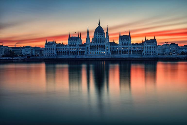 Parliament Building in Budapest at Sunrise - Print