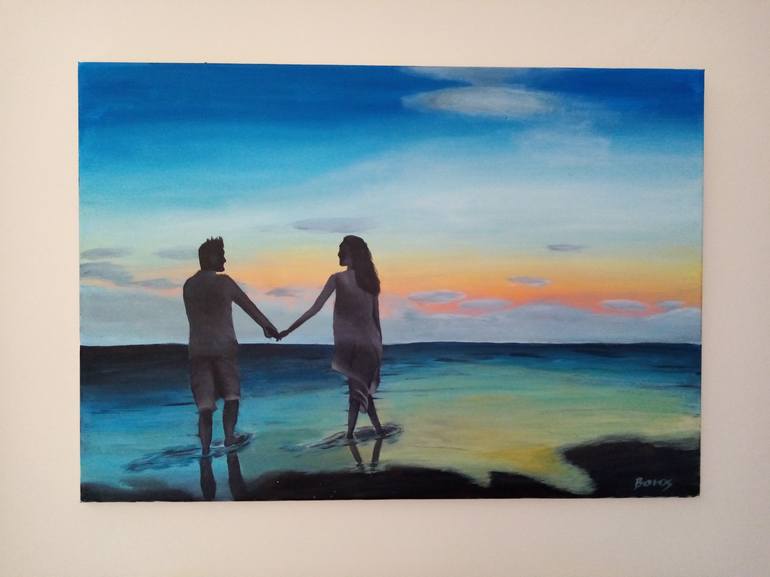 Original Fine Art Beach Painting by Katalin Boros-Oláh