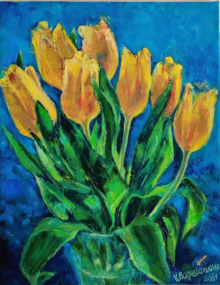 Еру Yellow tulips Painting by Vera Boguslavskaya | Saatchi Art