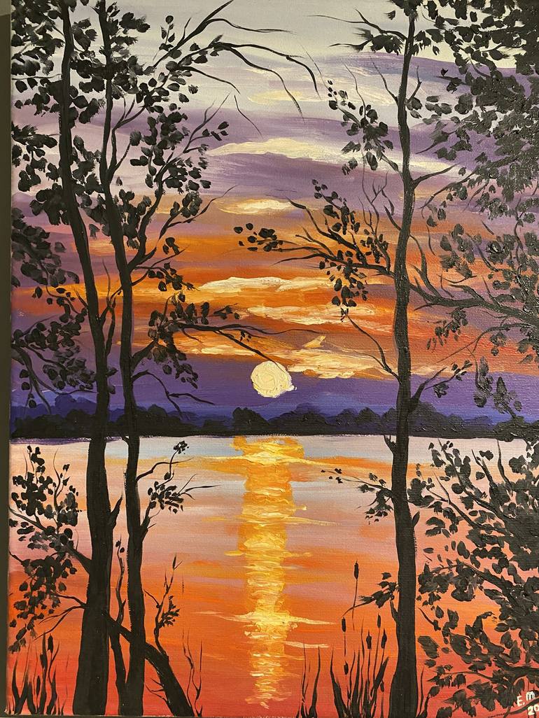 simple sunset oil paintings