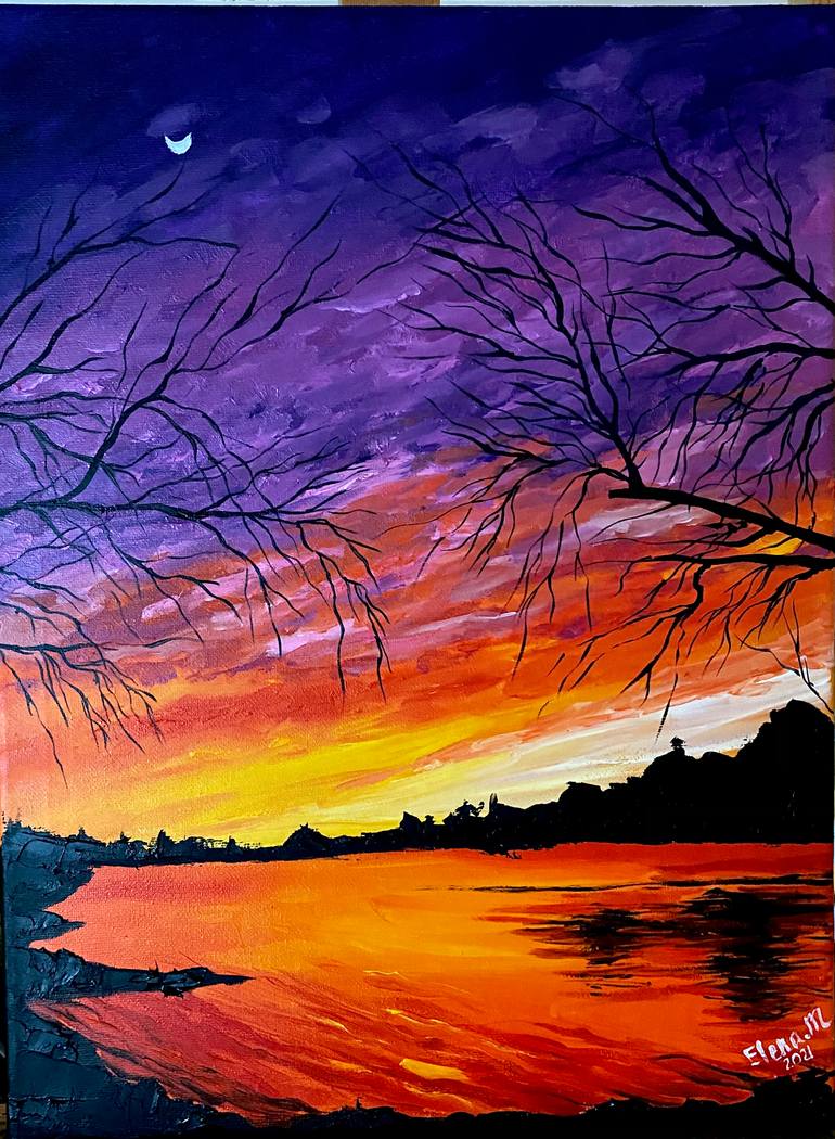 Original Expressionism Landscape Painting by Elena Malets